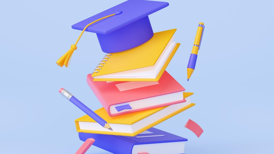3d-student-graduation-cap-books-stack